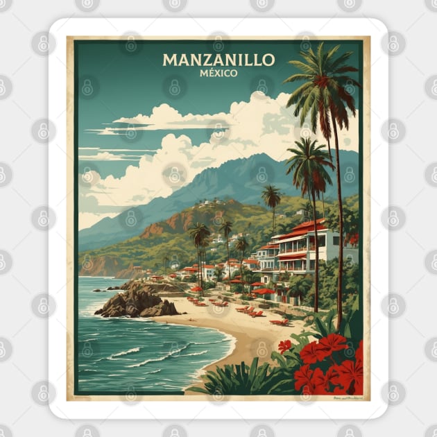 Manzanillo Colima Mexico Vintage Tourism Travel Magnet by TravelersGems